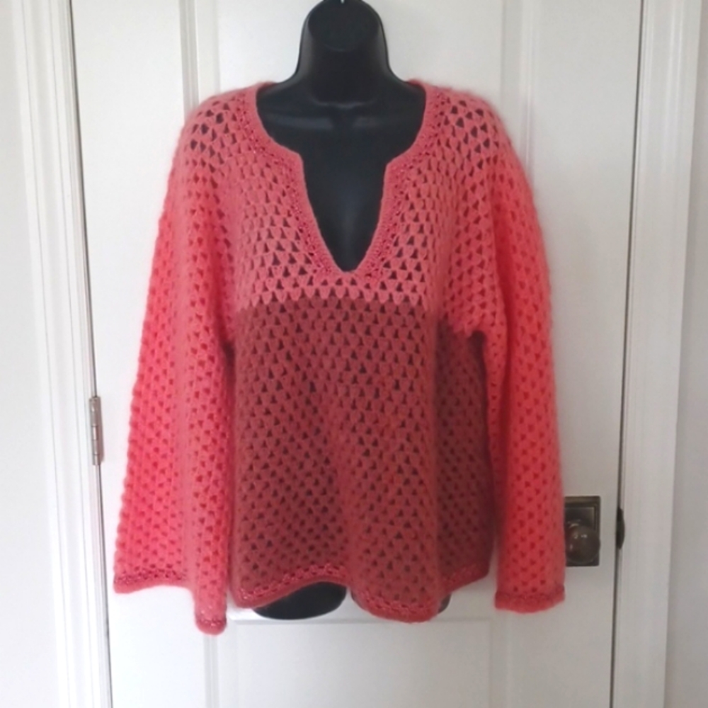 Rose Carmine Pink Tunic Sweater